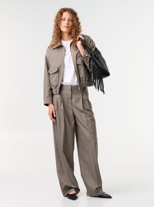 Wijde broek met hoge taille - Kiabi
