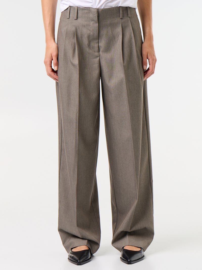 Wijde broek met hoge taille Groen - Kiabi