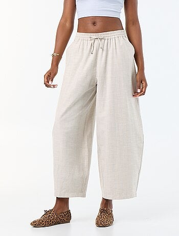 Wijde broek met hoge taille van linnenmix