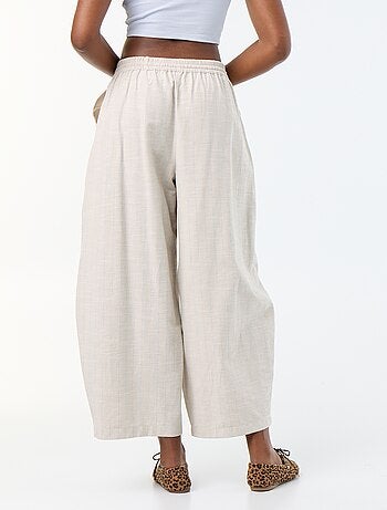 Wijde broek met hoge taille van linnenmix