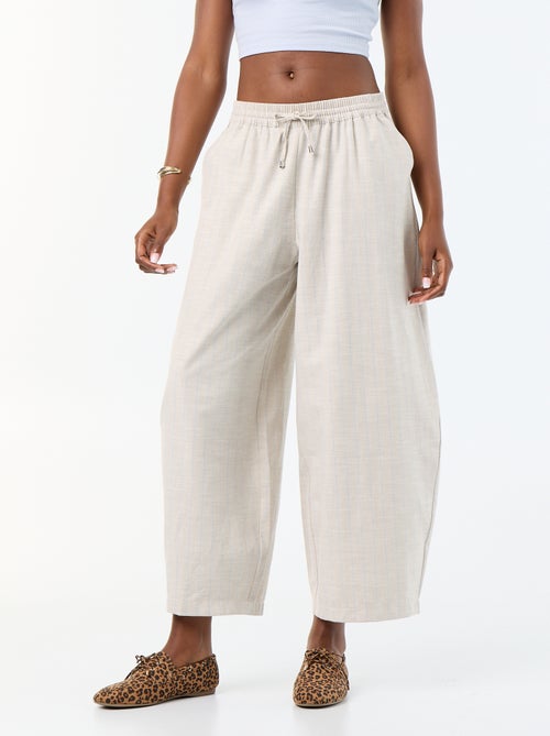 Wijde broek met hoge taille van linnenmix - Kiabi