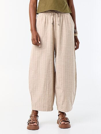 Wijde broek met hoge taille van linnenmix