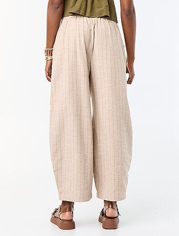 Wijde broek met hoge taille van linnenmix