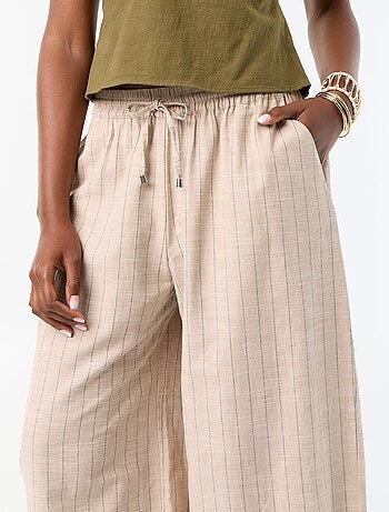Wijde broek met hoge taille van linnenmix