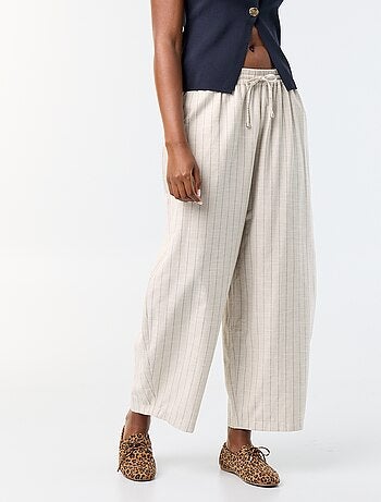 Wijde broek met hoge taille van linnenmix