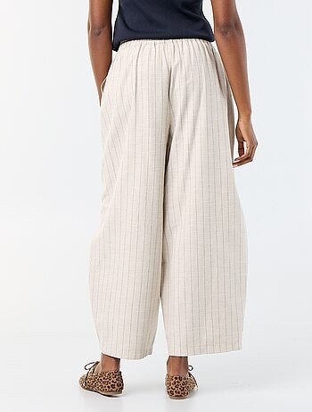 Wijde broek met hoge taille van linnenmix