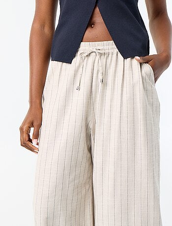 Wijde broek met hoge taille van linnenmix