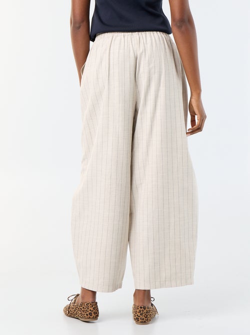 Wijde broek met hoge taille van linnenmix - Kiabi