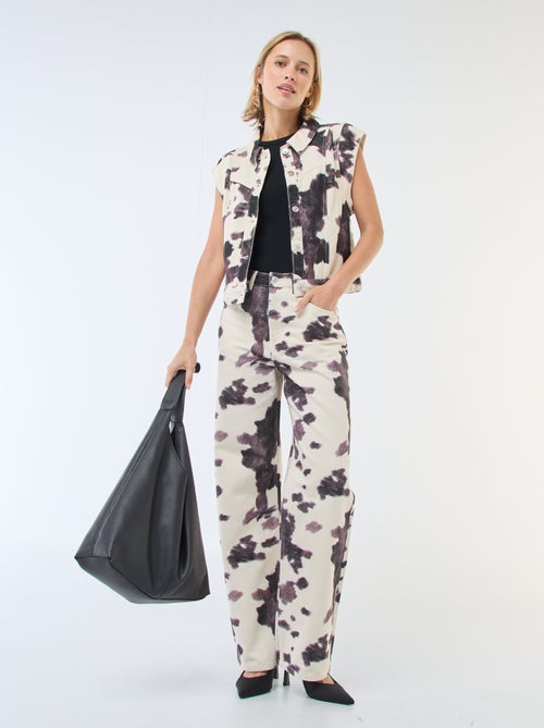 Wijde broek met koeienprint - Kiabi