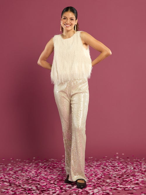 Wijde broek met lovertjes - Kiabi