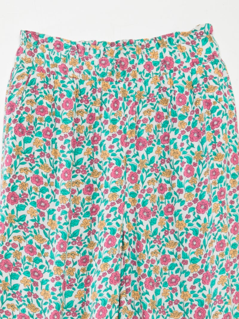 Wijde broek met motiefje WIT - Kiabi