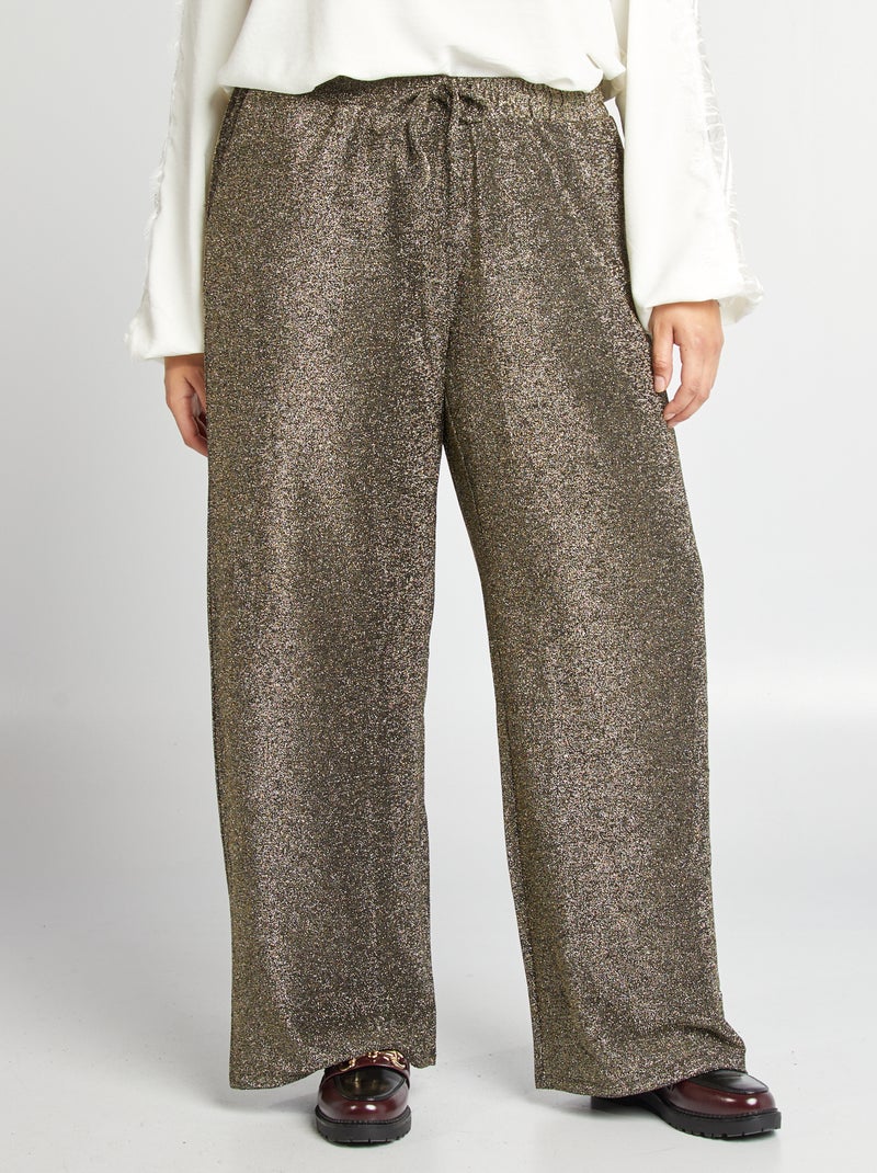 Wijde broek met pailletten zwart - Kiabi