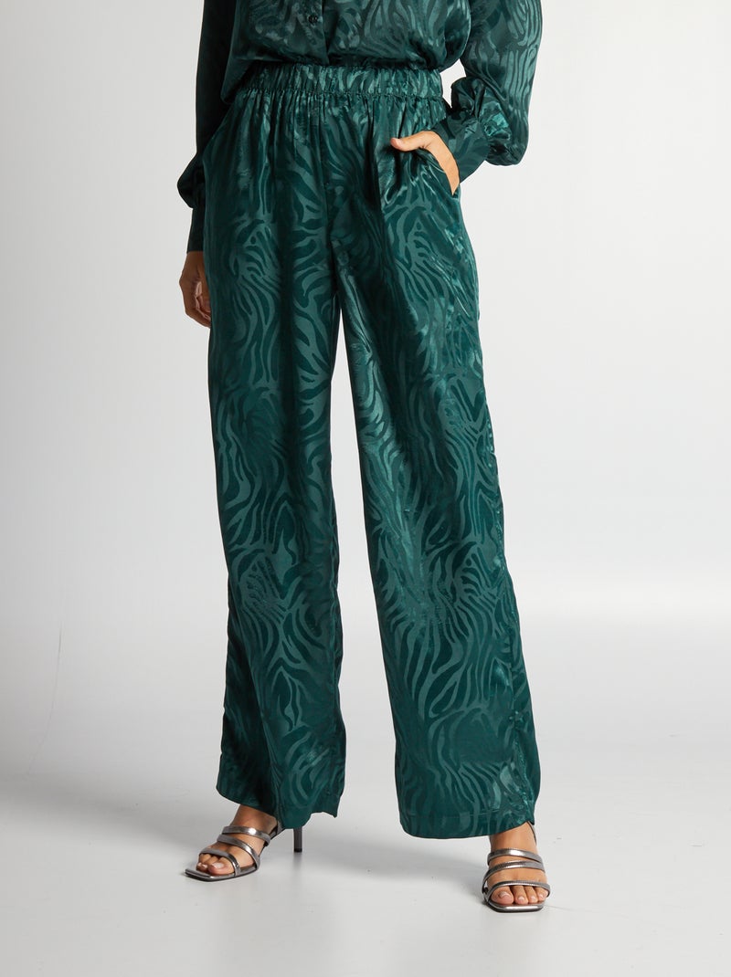 Wijde broek met print GROEN - Kiabi