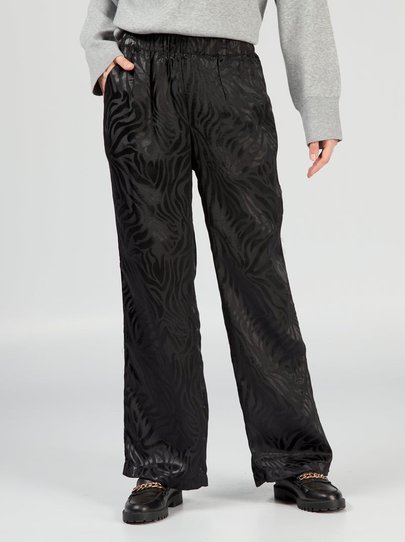 Wijde broek met print ZWART - Kiabi