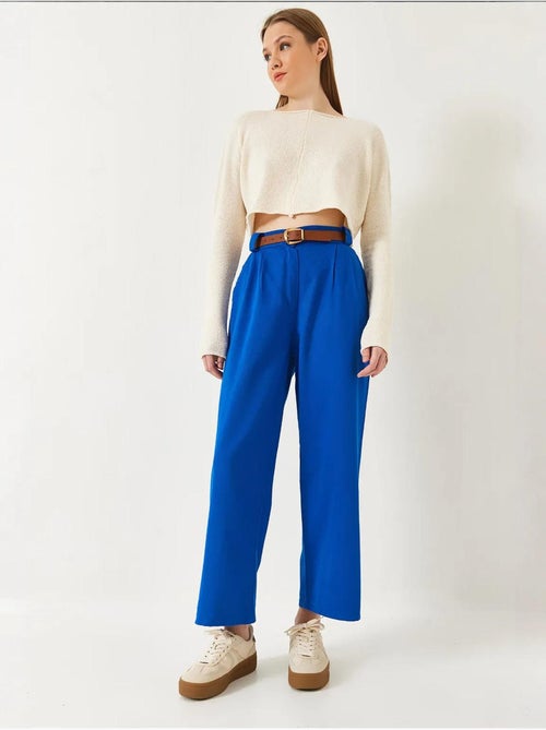 Wijde broek met riem lucci - Kiabi