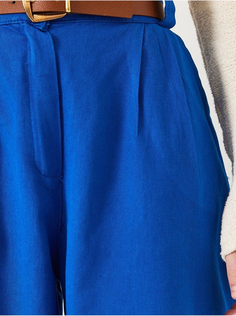 Wijde broek met riem lucci Electrisch blauw - Kiabi