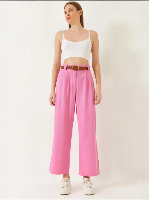 Wijde broek met riem lucci - Kiabi