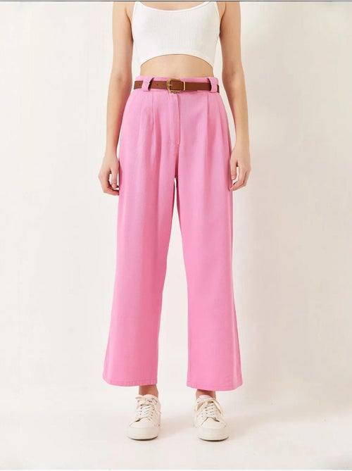 Wijde broek met riem lucci - Kiabi