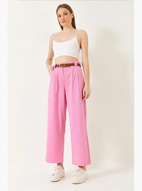 Wijde broek met riem lucci - Kiabi