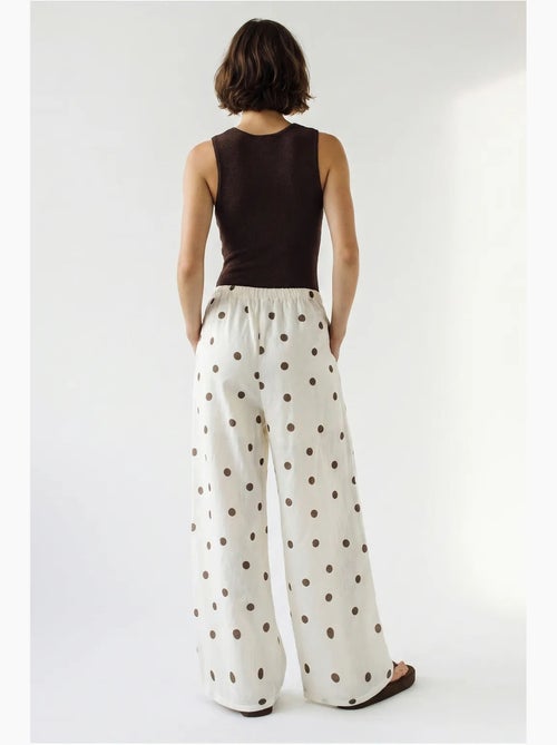 Wijde broek met stippen en strikceintuur lucci - Kiabi