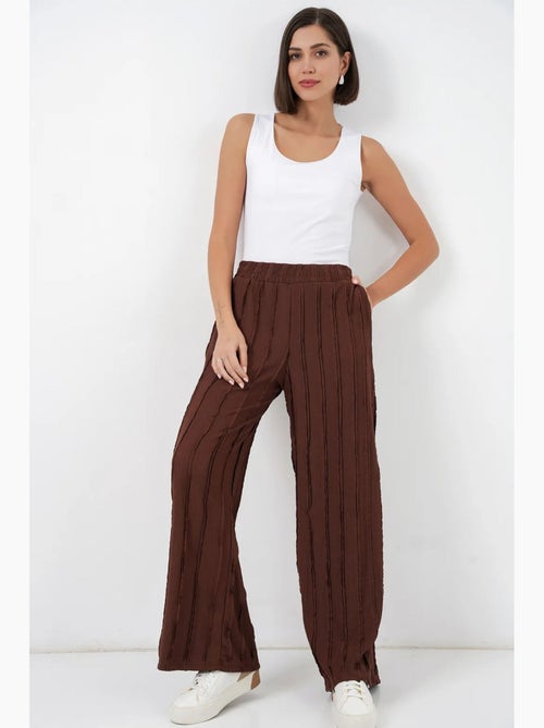 Wijde broek met textuur, instapmodel bdart - Kiabi