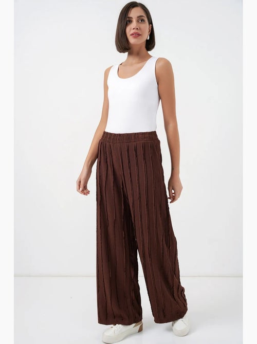 Wijde broek met textuur, instapmodel bdart - Kiabi