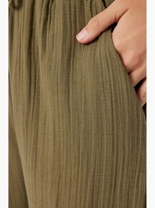 Wijde broek met trekkoord in de taille en biesdetail istanbul - Kiabi Wijde broek met trekkoord in de taille en biesdetail istanbul - Kiabi