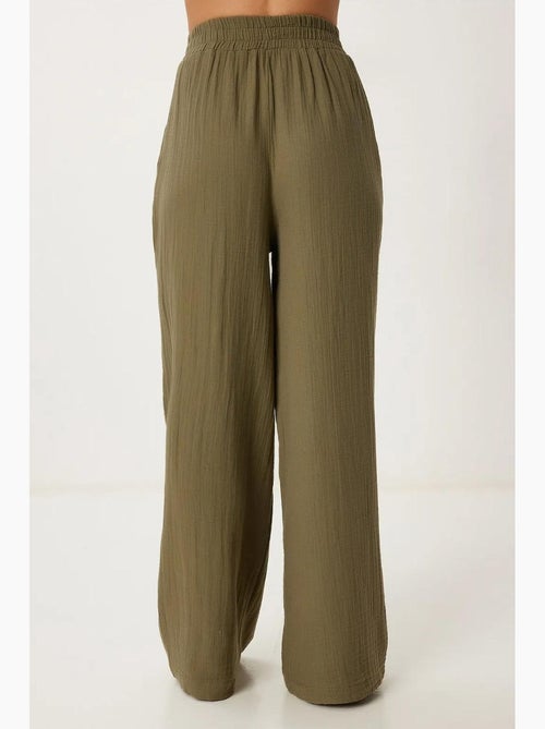 Wijde broek met trekkoord in de taille en biesdetail istanbul - Kiabi Wijde broek met trekkoord in de taille en biesdetail istanbul - Kiabi