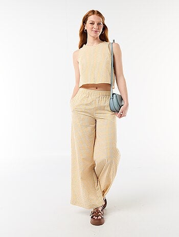 Wijde broek met Vichy-ruit
