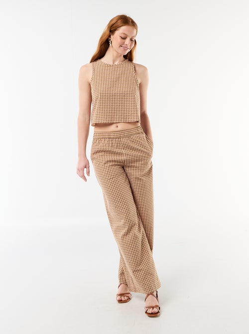 Wijde broek met Vichy-ruit - Kiabi