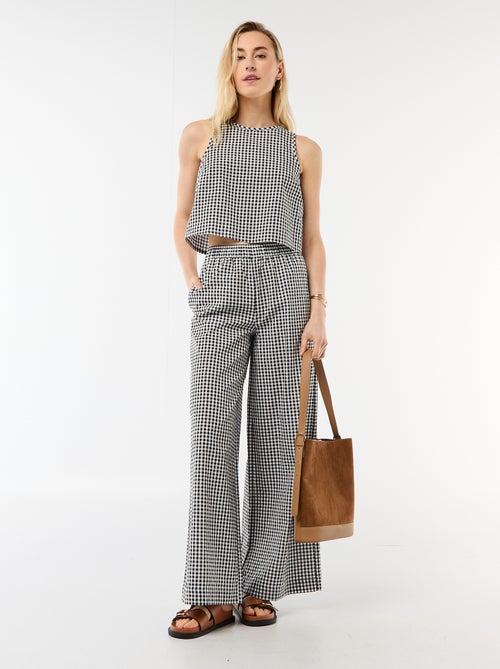 Wijde broek met Vichy-ruit - Kiabi
