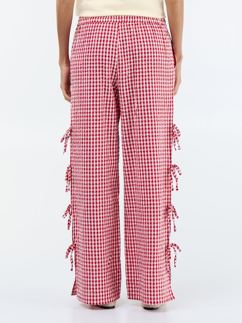 Wijde broek met vichyruit Rood - Kiabi