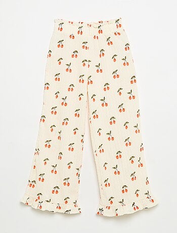Wijde broek met volant onderaan