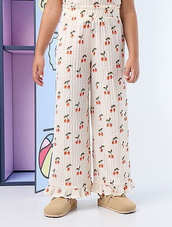 Wijde broek met volant onderaan
