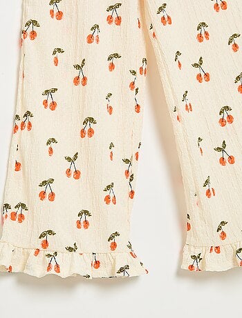 Wijde broek met volant onderaan
