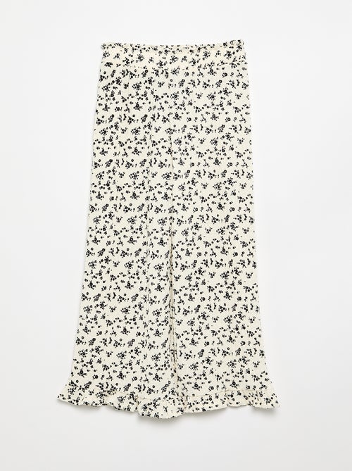 Wijde broek met volant onderaan - Kiabi