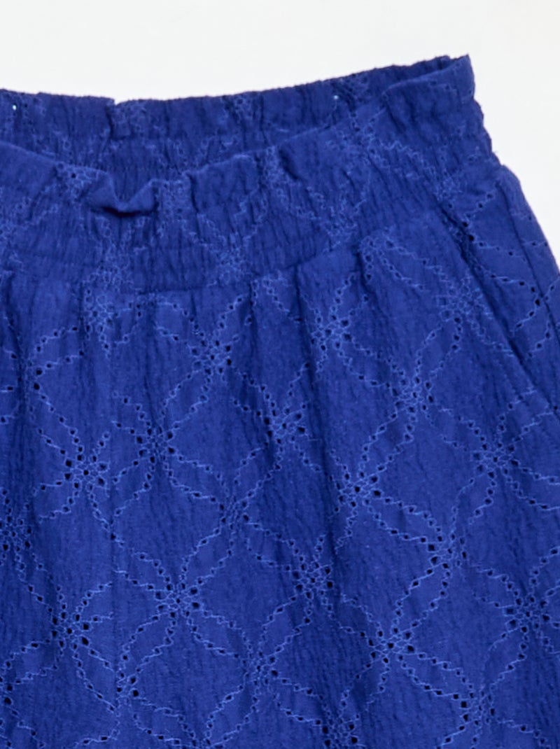Wijde broek van broderie anglaise Blauw - Kiabi