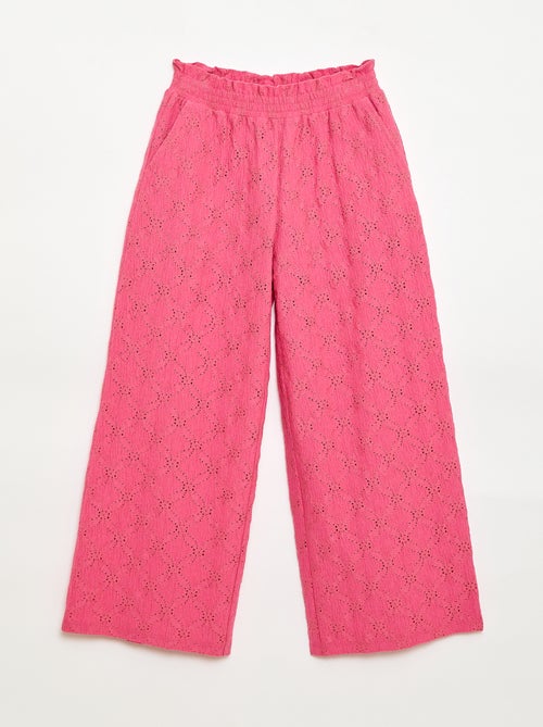 Wijde broek van broderie anglaise - Kiabi