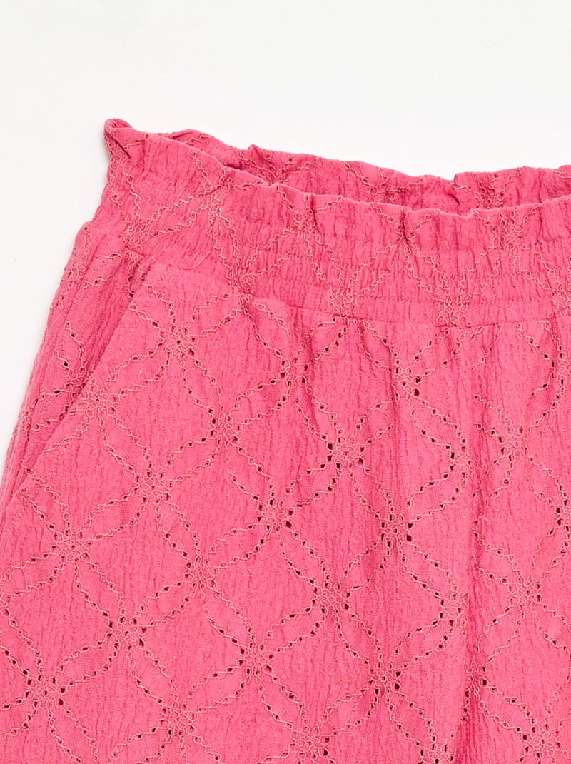 Wijde broek van broderie anglaise Rose - Kiabi
