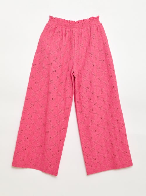 Wijde broek van broderie anglaise - Kiabi