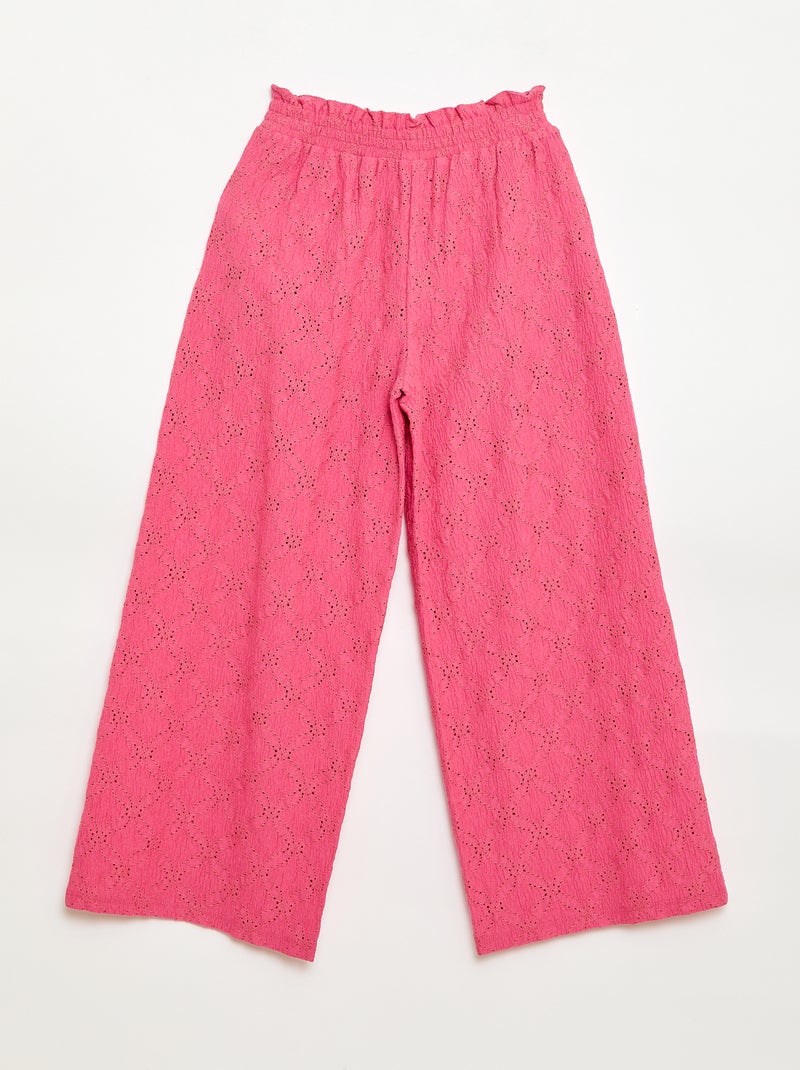 Wijde broek van broderie anglaise Rose - Kiabi
