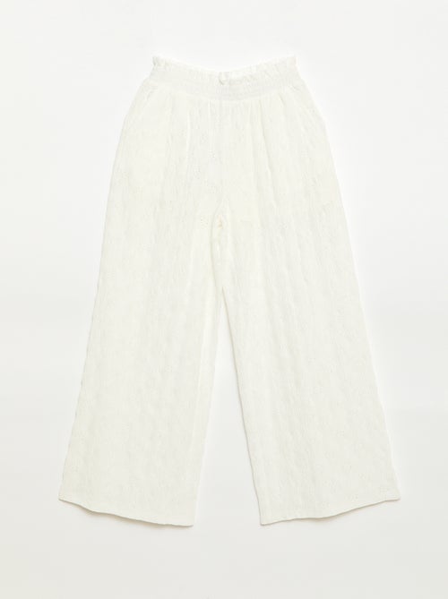 Wijde broek van broderie anglaise - Kiabi