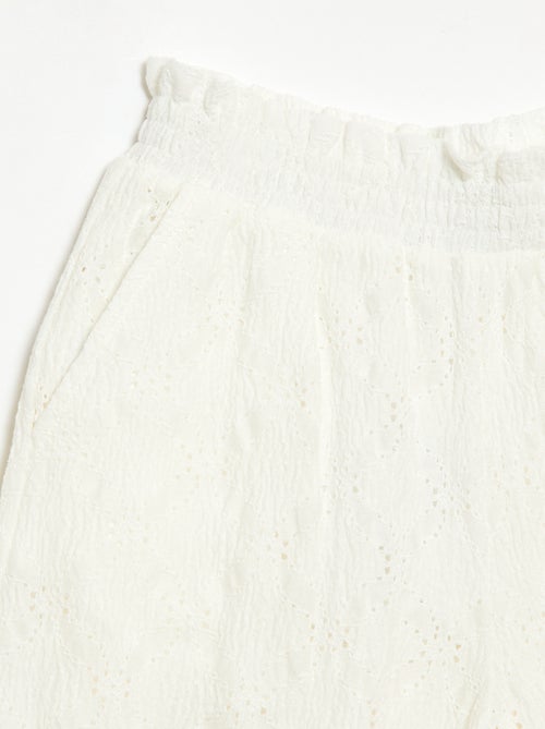 Wijde broek van broderie anglaise - Kiabi
