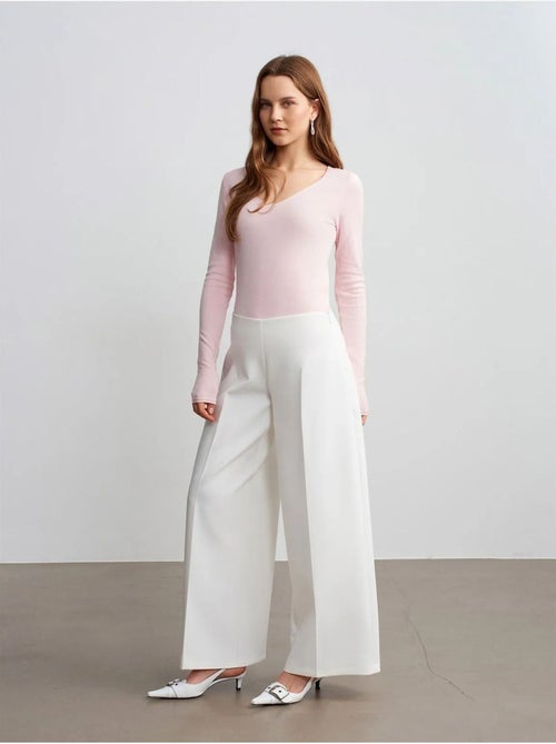 Wijde Broek Van Crêpe Met Hoge Taille - Kiabi Wijde Broek Van Crêpe Met Hoge Taille - Kiabi