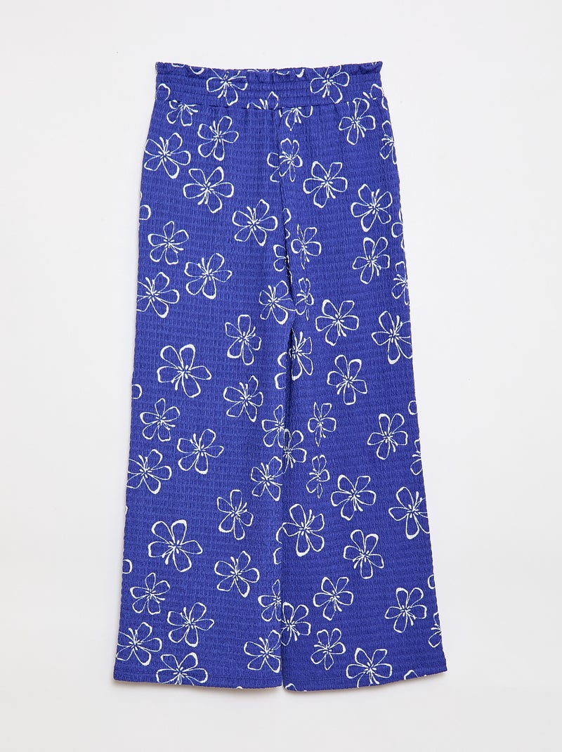 Wijde broek van crêpe tricot Blauw - Kiabi