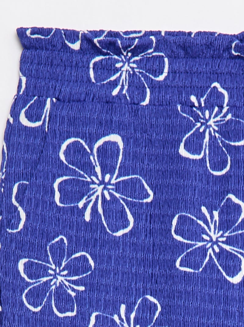Wijde broek van crêpe tricot Blauw - Kiabi