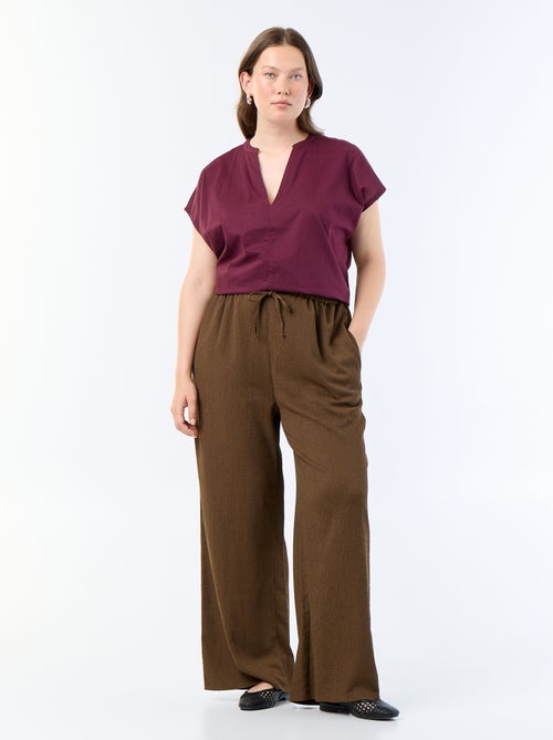 Wijde broek van crêpe tricot - Kiabi