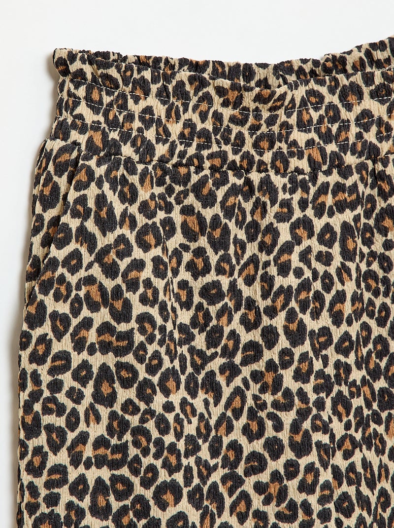 Wijde broek van crêpe tricot Bruin - Kiabi