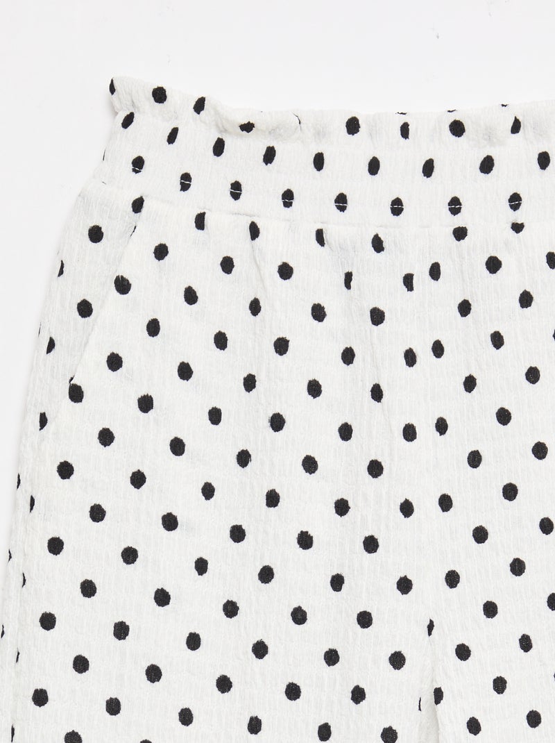 Wijde broek van crêpe tricot Wit - Kiabi
