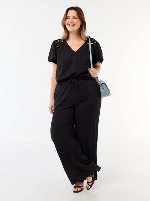 Wijde broek van crêpe tricot - Kiabi